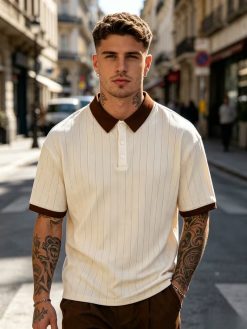 Men's Collar Textured Polo Shirt